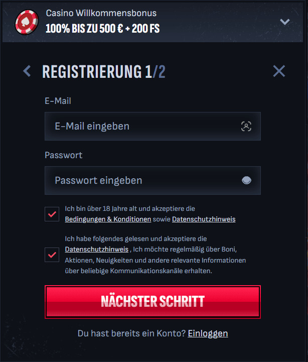 Mafia Casino Registrierung